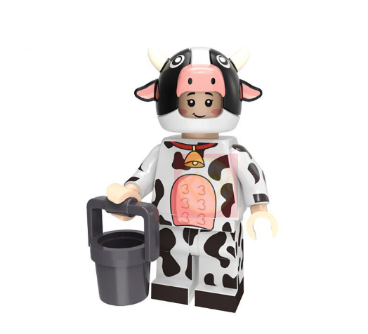 Lego Compatible Boy With Cow Animal Costume Custom Farm Minifigure